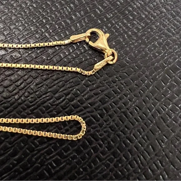 NEW 18K Gold Plated Box Chain Over 925 Silver .90mm Width & 50cm Long CHAIN ONLY - Picture 5 of 10